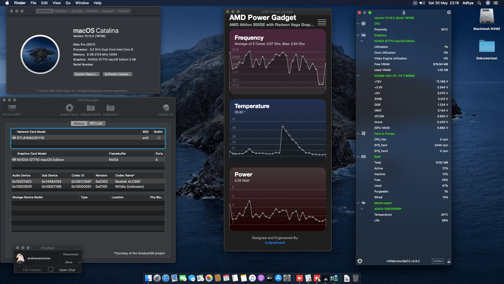 Success Hackintosh macOS Catalina 10.15.5 Build 19F96 in Gigabyte GA-A320M-S2H + AMD Athlon 200GE + Nvidia GT710